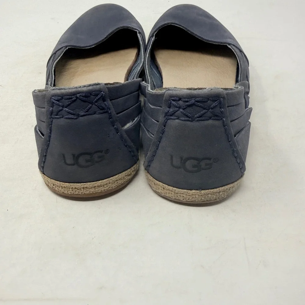 UGG Chivon Navy Blue Suede Espadrille Flats‎ Size 8 Braided Coastal Fisherman